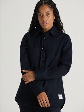 Anian The Modern Melton Wool Shirt Jacket Small Dark Navy | Canadian Overshirt